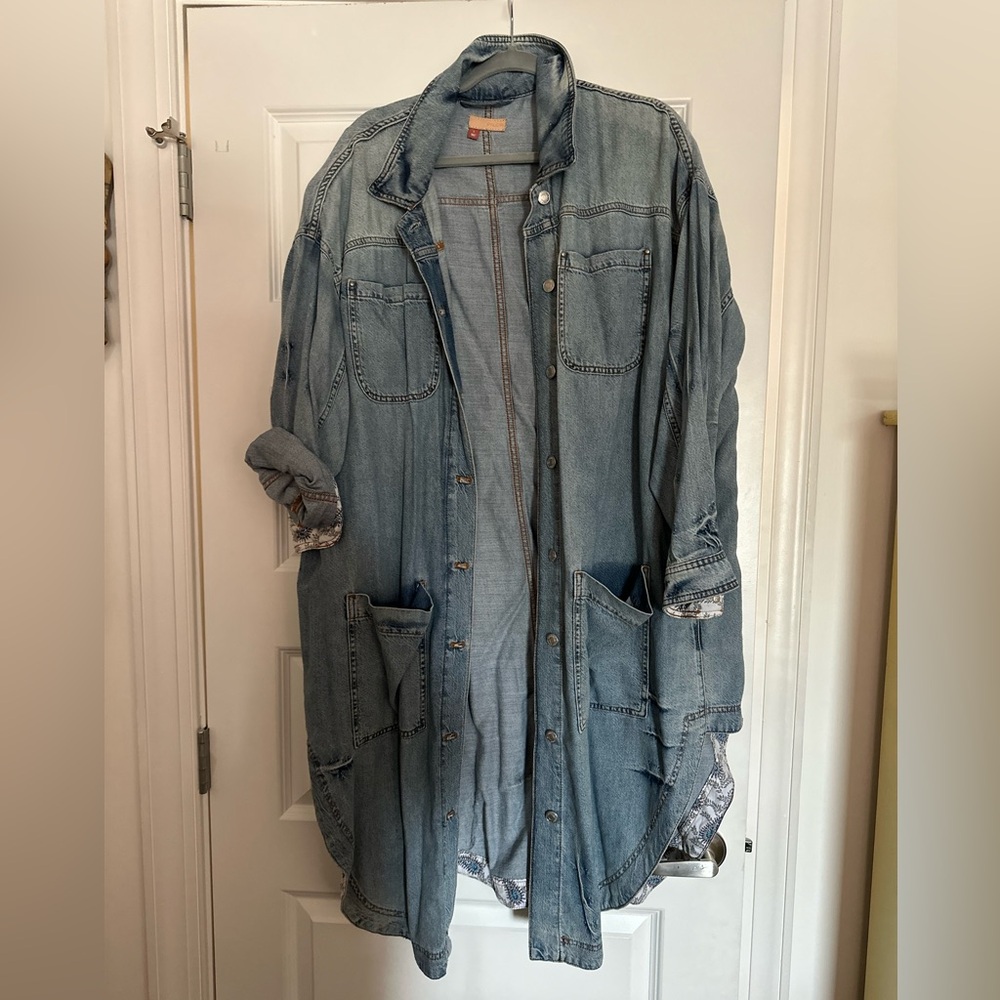 Anthropologie long denim oversized layering shirt jacket or dress